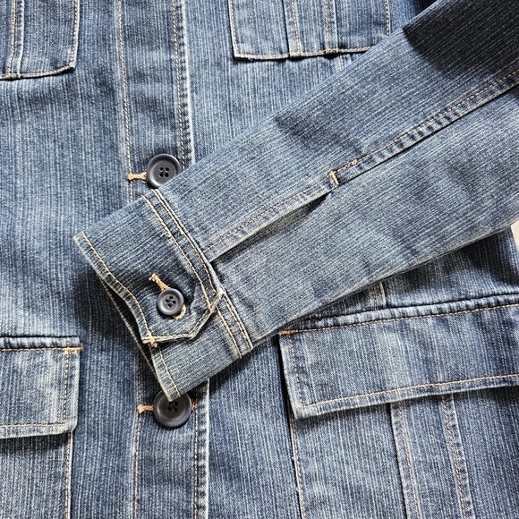 Y2k Zena Jeans multiple pockets button-down sheath jean jacket Size M - Picture 5 of 6